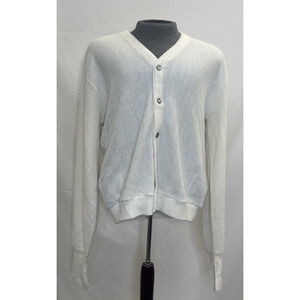 London Fog Mens XL Cardigan Cream Ivory Vintage Made In USA Acrylic Charity
